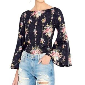 Alice + Olivia Black Floral Blouse